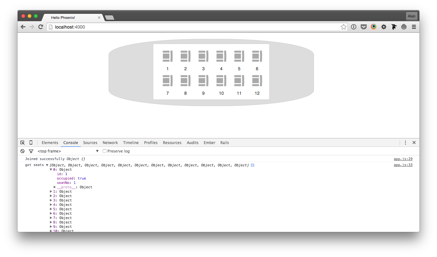 Initial seat data in the console
